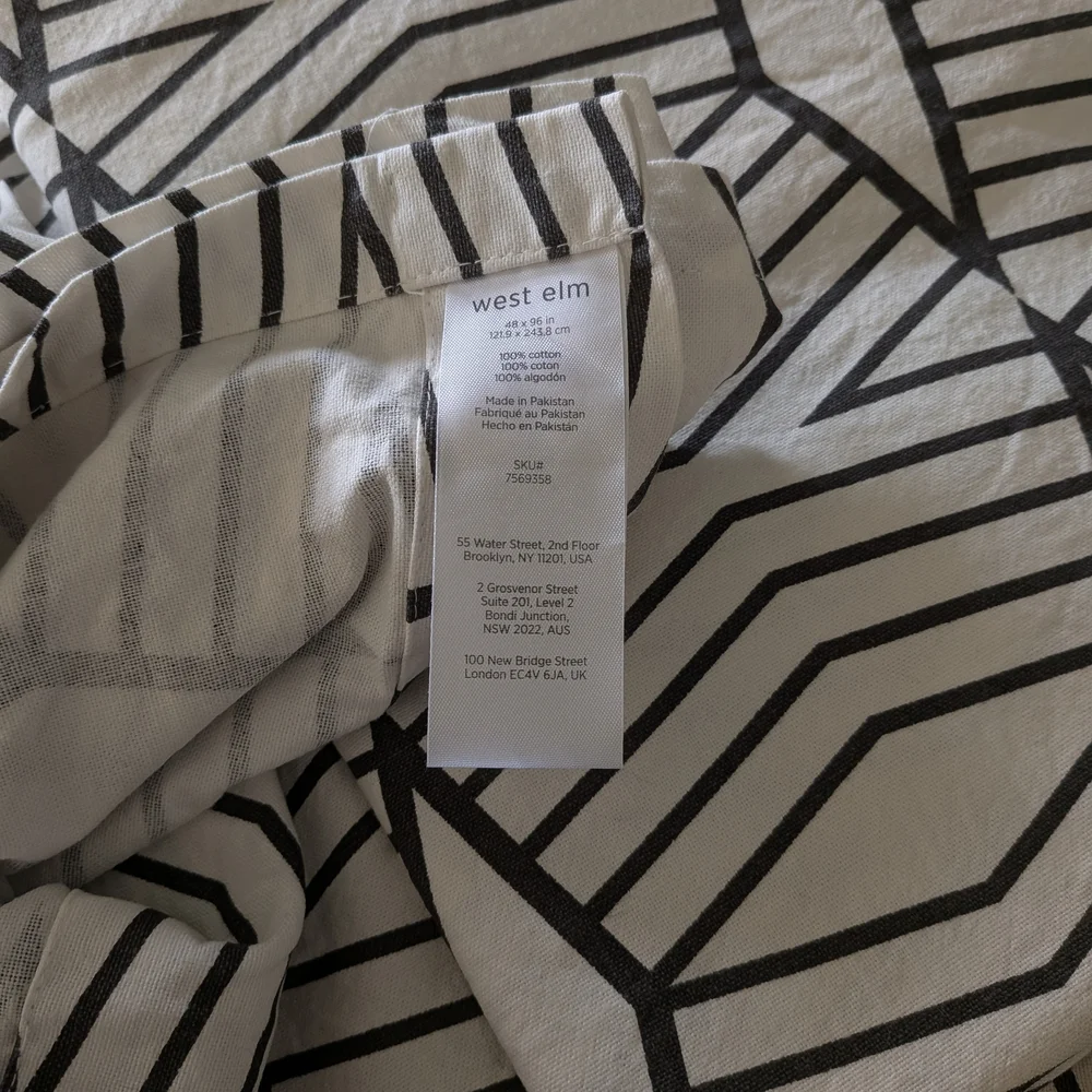 West Elm Black and White Geometric Curtains 4 Panels 48x96